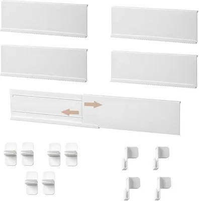 Image de Séparateurs de tiroir en plastique réglables, lot de 10 pièces, pour la cuisine, le bureau, les tiroirs, organiseurs, 18-34,8 cm