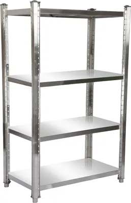 Obrázek produktu pro Wiltec nerezový regál 120x50x155cm se 4 výškově nastavitelnými policemi pro gastronomii Dílenský regál do sklepa Úložný regál Kuchyňský regál