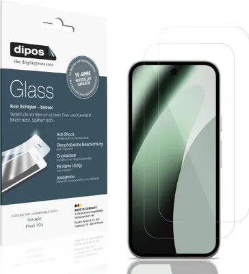 Produktbild von 2x Schutzfolie für Google Pixel 10a - Anti-Shock 9H Folie dipos Glass Kunststoffglas