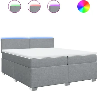 Productafbeelding van vidaXL Boxspringbed met matras, lichtgrijs, 200x200 cm, gestoffeerd