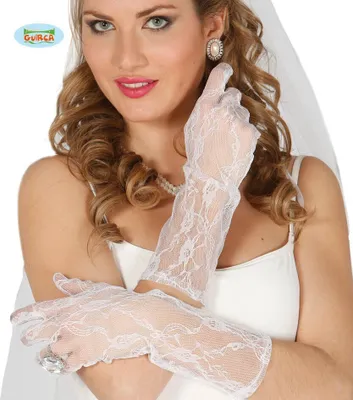 Produktbild von lange Spitzen-Handschuhe weiß 36 cm