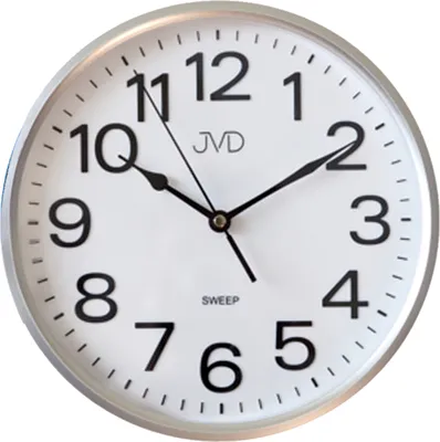 Produktbild von JVD HP683.1 Wanduhr Quarz analog silbern leise ohne Ticken rund
