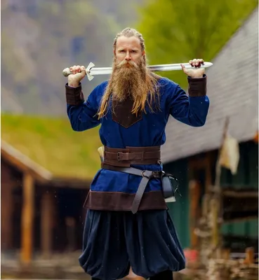 Produktbild von Wikinger Tunika Wolle "Roland" Dunkelblau XXL