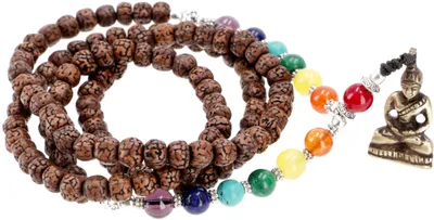 Produktbild von Tibetische Chakra Gebetskette, Mala Lotus Seeds/Buddha - Modell 13, Braun, Halbedelstein,Holz, Ketten & Modeschmuck für den Hals