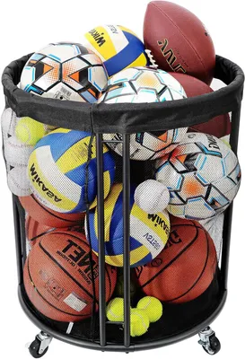Productafbeelding van Ballenopberger - Sportwagen - Sportmateriaal Opslag - Verrijdbaar - 48 Gallons - Zwart