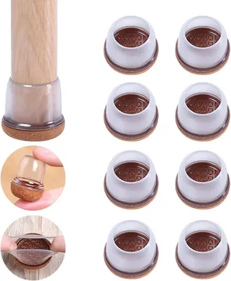 Produktbild von 8 Stück Stuhlbeinkappen aus Silikon, rutschfeste Schutzkappen für Stuhlbeine, transparent, für schräge Stuhlbeine