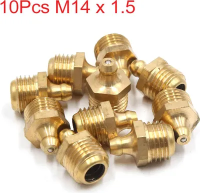 Image de 10Pcs Graisseur Droit M14 x 1,5 Laiton Filetage Graisseur Raccord Nipple pour Auto