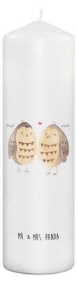 Produktbild von Mr. & Mrs. Panda Kerze Eulen Liebe 29 x 8 cm XL - Weiß - Geschenk, Erinnerungskerze, Stumpenkerze, Erinnerungslicht, Freundin, Eule, glücklich, Wachskerze, Spruch, Owl