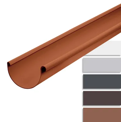 Produktbild von INEFA Dachrinne Kunststoff, halbrund, 200cm NW150 / 150mm, Braun, Regenrinnen PVC, Steckmontage,  Germany für Gartenhaus, Carport, Terrasse & Pavillion Dachentwässerung