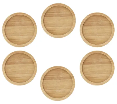 Produktbild von Omgoods - Set aus 6 Blumentöpfen - Bambus, rund - Untersetzer - Umweltfreundlich - Leicht - Handgefertigt