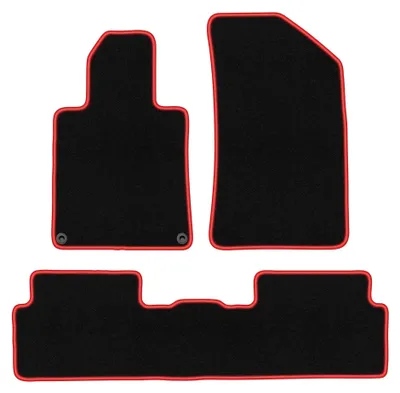 Productafbeelding van Velours automatten voor Peugeot 508 RXH 2010-2018 – 3-delig, zwart/rood, op maat – Wielganizator CARLUX