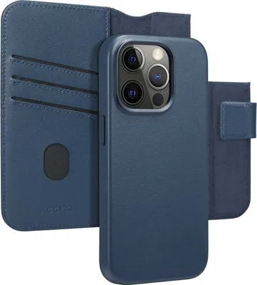 Produktbild von Accezz 2-in-1 Klapphülle aus Leder mit MagSafe für das iPhone 15 Pro - Nightfall Blue