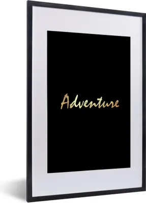 Produktbild von MuchoWow® Gerahmtes Poster Zitat - Abenteuer - Gold 40x60 cm - Poster mit Schwarzem Bilderrahmen Wandposter Rahmen Foto Bilder - Poster in Rahmen