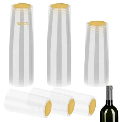 50 PVC Schrumpfkappen 30x60mm für Weinflaschen transparent