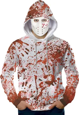 Produktbild von Blutbespritzter Hoodie mit Maske für Halloween Größe: L (52-54)