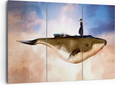 Produktbild von Bild auf Leinwand - Leinwandbild - 3 Teile - Wal Frau Himmel - 165x110cm - Wand Bild - Wanddeko - Wandbilder - Leinwanddruck - Bilder - Wanddekoration - Leinwand bilder - Wandbild - CE165x110-5040