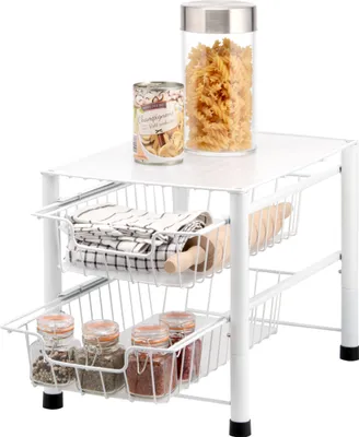Image de bremermann Étagère à tiroirs 2 extensions, Étagère de cuisine avec extension, Étagère à étages, blanc