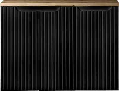 Produktbild von Waschtisch-Unterschrank 80cm, in schwarz mit Eiche, NEWPORT-56-BLACK