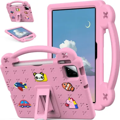 Obrázek produktu pro Ochranné pouzdro pro Xiaomi Pad 7 / Pad 7 Pro 11.2", roztomilé dětské pouzdro, odolné proti nárazům s držadlem a stojánkem Růžový
