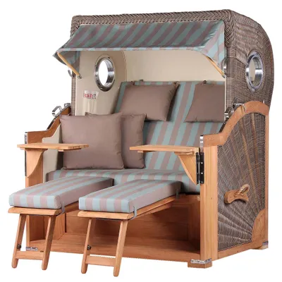 Produktbild von Strandkorb-Set - bene living - Königssee Teak - PE grau- Modell 520 - inkl. Liftersystem