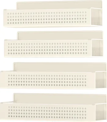 Produktbild von Gewürzregal magnetisch, 4er Set, 2 große und 2 kleine Regale, Magnetregal ohne Bohren, Kühlschrank, cremeweiß