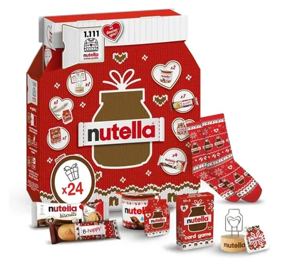 Produktbild von Ferrero Nutella Adventskalender 2026 Kinder – 24 köstliche Überraschungen mit Nutella Schokola Advent Kalender, für Kind, Mädchen, Jungen, Weihnachten