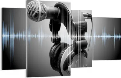 Produktbild von Bild auf Leinwand - Leinwandbild - Audio Mikrofon Musik Studio - 120x70cm - Wand Bild - Wanddeko - Leinwanddruck - Bilder - Kunstdruck - Wanddekoration - Leinwand bilder - Wandkunst - DL120x70-2549