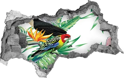 Produktbild von Selbstklebender Loch-3D-Aufkleber 95x73 cm tropische Vögel