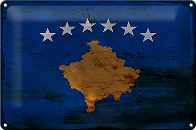 Produktbild von Blechschild Flagge Kosovo 30x20cm Flag of Kosovo Rost