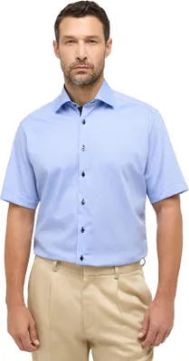 Produktbild von Eterna Hemd Kurzarm Modern Fit normale Passform blau uni Baumwolle