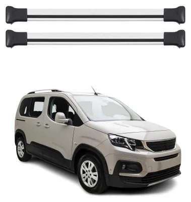 Image de Barres de toit transversales pour Peugeot Partner 2018-2021 en gris ABE