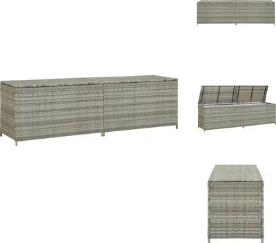 Produktbild von vidaXL Gartenbox Poly Rattan 200x50x60 cm Grau - Gartenboxen
