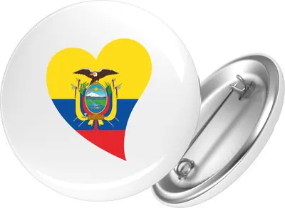 Produktbild von Huuraa Button Ecuador Flagge Herz 25mm rund mit Sicherheitsnadel Ansteckbutton Geschenkidee