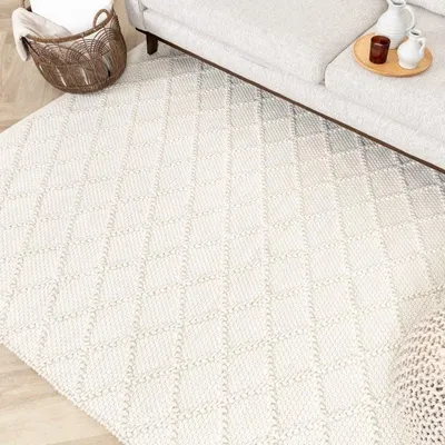 Zdjęcie produktu dla Volero - Dywan wełniany pleciony - Knit Kremowy - 280x380 cm