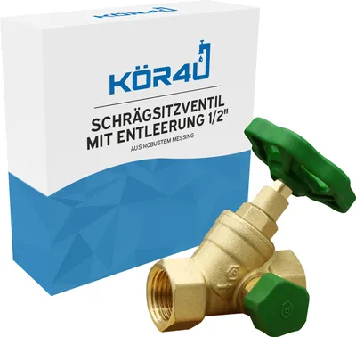 Produktbild von kör4u Schrägsitzventil messing 1/2", mit Entleerung