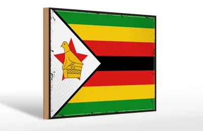 Produktbild von Holzschild Flagge Simbabwes 30x20cm Retro Flag of Zimbabwe
