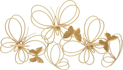 Image de Mauro Ferretti Portachiodi a Muro Farfalle 3 Luce 61x12x34 cm dorato