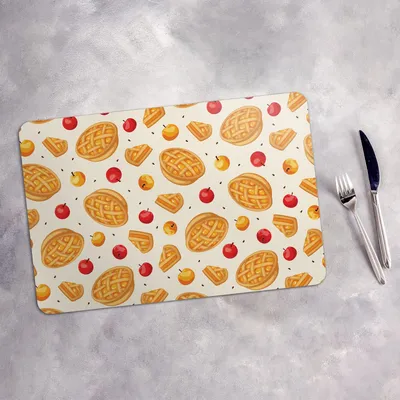 Produktbild von Tischset 4x45x30 cm + 10fi cm Platzset Tischmatte Platzmatte Untersetzer - Apfelkuchen und Äpfel