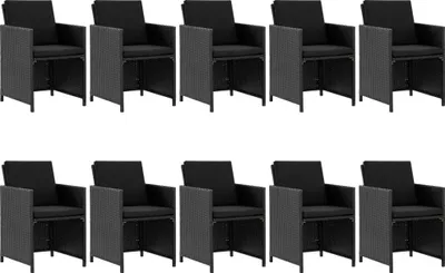 Produktbild von vidaXL 11-tlg. Garten-Essgruppe mit Auflagen Poly Rattan Schwarz