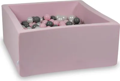 Obrázek produktu pro Suchý bazén, pudrově růžový, 90x90x40, se 400 koulemi: Perleťová, šedá, světle růžová