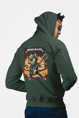 Produktbild von D&B Unisex Hoodie ZIPZN00013 Meowtallica Waldgrün-Größe S