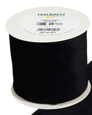Samtband mit Drahtkante, 100 mm x 8 m, Schwarz