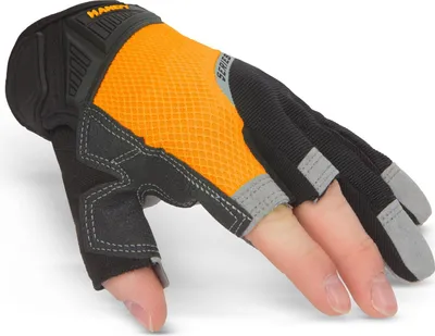 Produktbild von Arbeitshandschuhe Größe L – 3 offene Finger – Schaumstoffhandfläche – Kunstleder – Schwarz – Herren und Damen – 1 Paar [11143L]