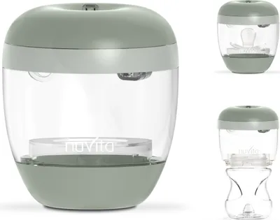 Immagine prodotto di Nuvita 1556 | MellyPlus Sterilizzatore UV portatile per biberon, ciucci e paracapezzoli | uccide il 99% dei germi | Senza BPA | Verde salvia