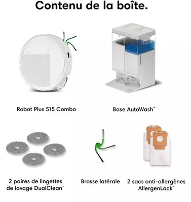 Produktbild von iRobot Roomba Plus 515 Combo Roboter + AutoWash Dock, Beutellos, Weiß, Rund, Staubbeutel, Ladend, Purification, EPA