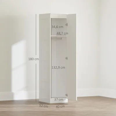 Produktbild von Kleiderschrank Mehrzweckschrank mit Kleiderstange, Regal, Soft-Close-Tür 40 x 52 x 180 cm Weiß