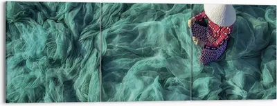 Produktbild von Bild auf Leinwand - Leinwandbild - 3 Teile - Netzwerk Fischer Vietnam - 150x50cm - Wand Bild - Wanddeko - Wandbilder - Leinwanddruck - Bilder - Wanddekoration - Leinwand bilder - CA150x50-4309