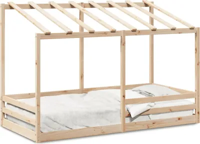 Image de vidaXL Lit d'enfant avec toit 100x200 cm pin massif