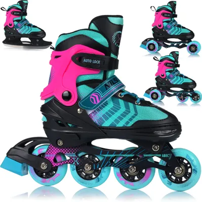 Produktbild von Nh18192A 4In1 Schwarz-Violett Grösse S (29-33) Inlineskates/Hockey-Schlittschuhe