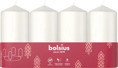 Produktbild von Bolsius Stumpenkerzen 4er Tray Ø 4,8 x 10 cm wolkiges weiß